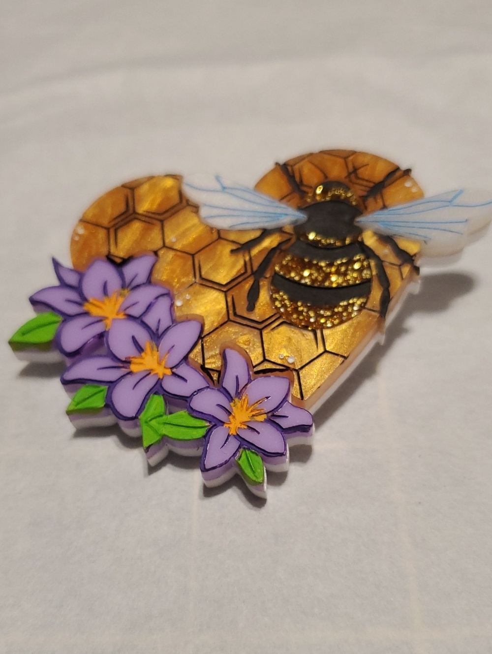Daisy Jean In The Garden Bee In Heart Brooch
